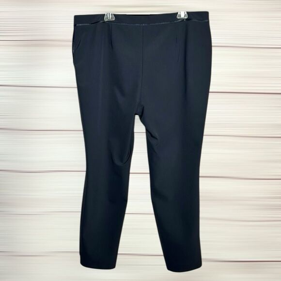 Lafayette 148 Crop Pants Manhattan Step Hem Navy Blue Color Pockets sz 16 - Picture 4 of 13